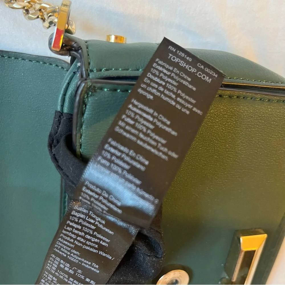 Topshop Emerald Green and Gold Studded Crossbody Bag